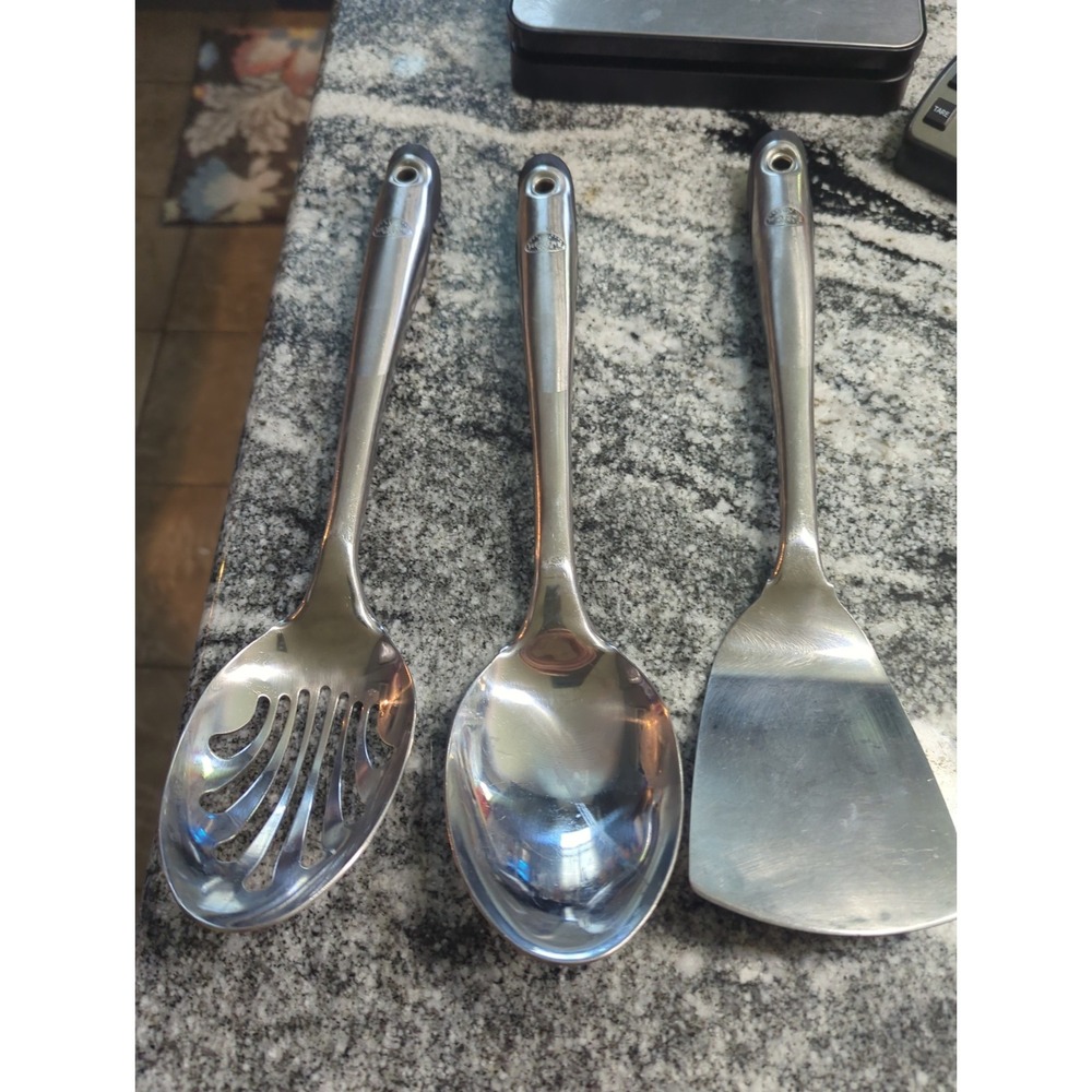 3 Vintage Revere Ware Heavy Duty Stainless Steel w/Silicone Grip Cooking Utensil
